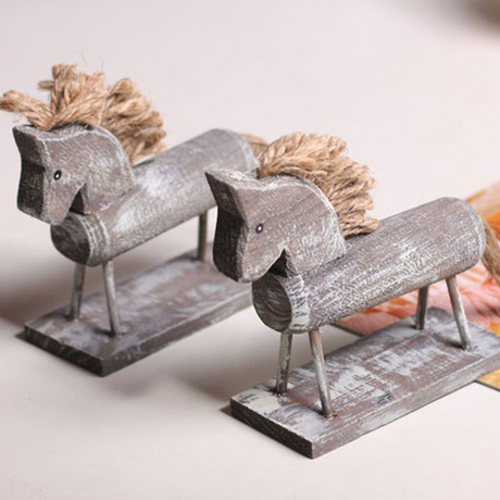 two wooden trojan horse decor