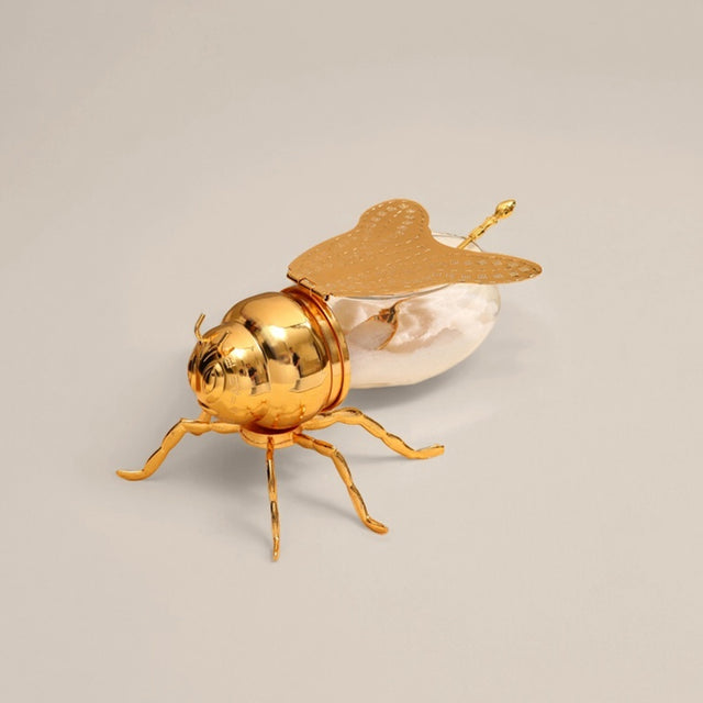 vintage bee themed honey jar with spoon