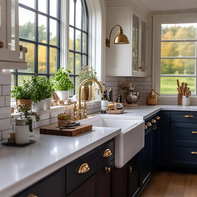 vintage bee themed honey jar with spoon in the kitchen