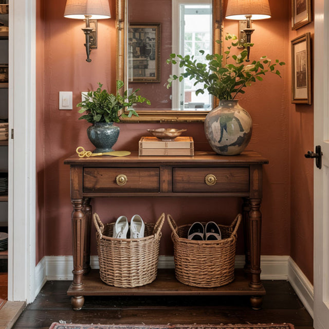 vintage brass golden shoe horn details at the door