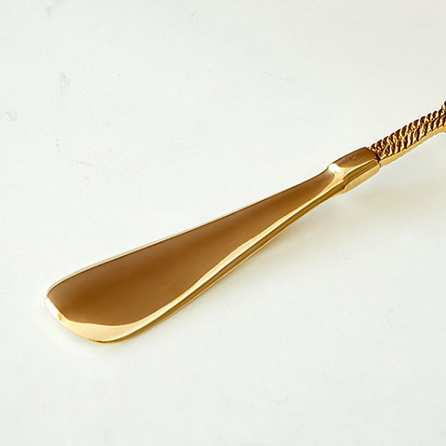 vintage brass golden shoe horn details