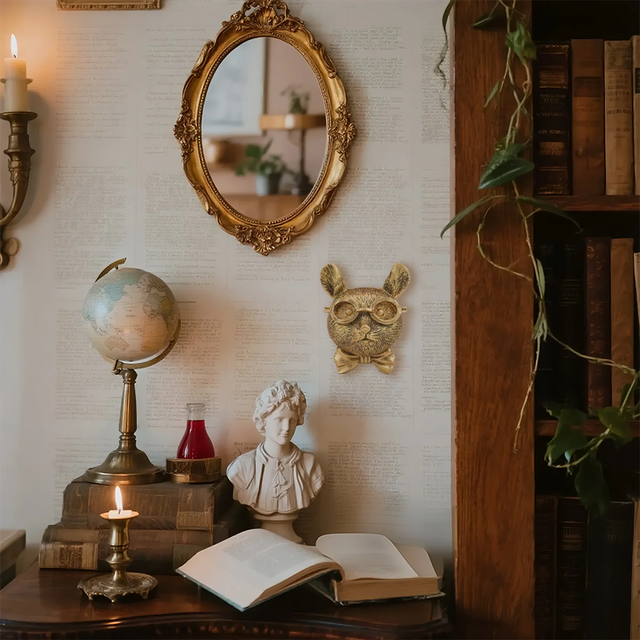 vintage bronze resin animal wall decor on the wall