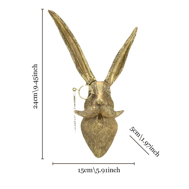 vintage bronze resin animal wall decor rabbit head size chart