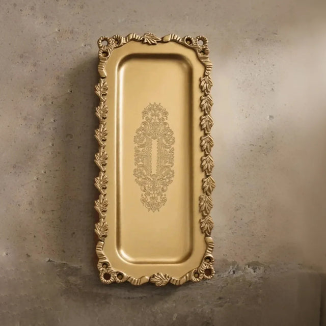 vintage carved brass floral design serving tray