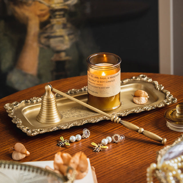 vintage carved brass floral design serving tray storing items