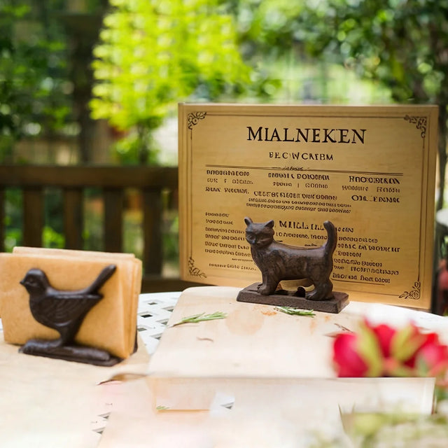 vintage cast iron brown napkin holder and bookend