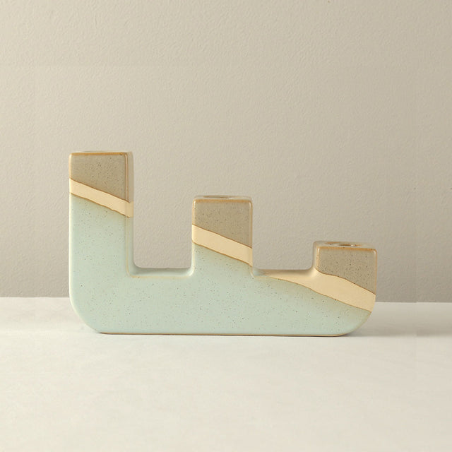 vintage ceramic bicolor decorative candle holders