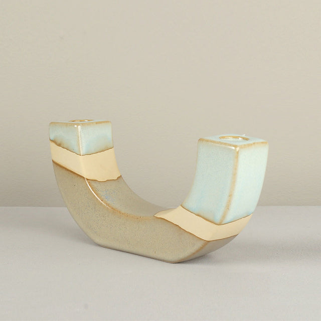 vintage ceramic bicolor decorative candle holders