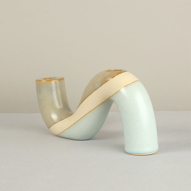 vintage ceramic bicolor decorative candle holders