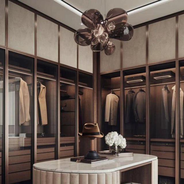 vintage dual tone wooden texture hat display stand in the cloakroom