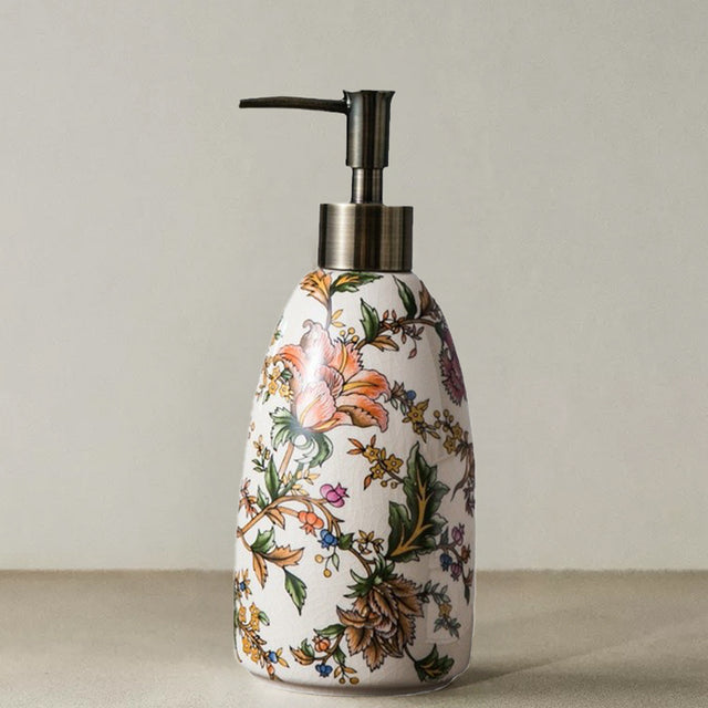 vintage floral ceramic soap dispenser