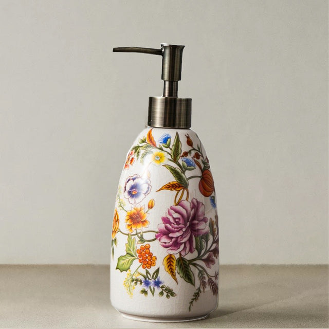 vintage floral ceramic soap dispenser