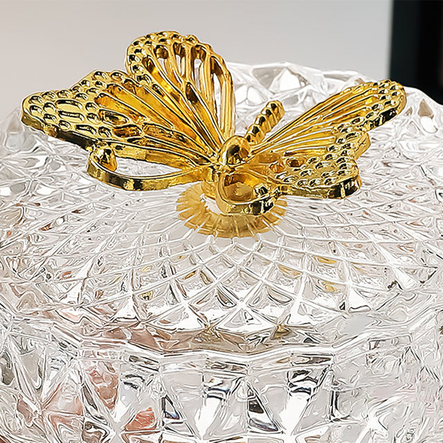 vintage glass food storage jar with lid details