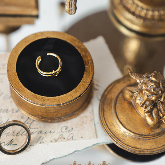 vintage gold round resin cherub trinket box details 05301