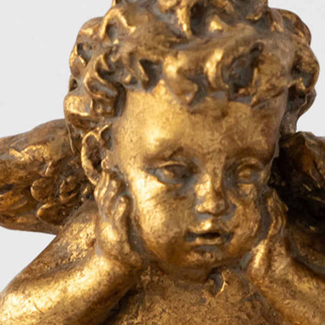 vintage gold round resin cherub trinket box details 05302