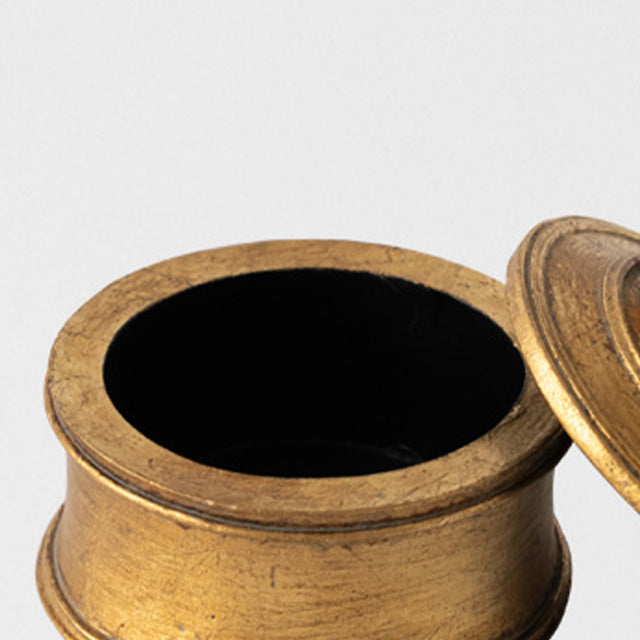 vintage gold round resin cherub trinket box details