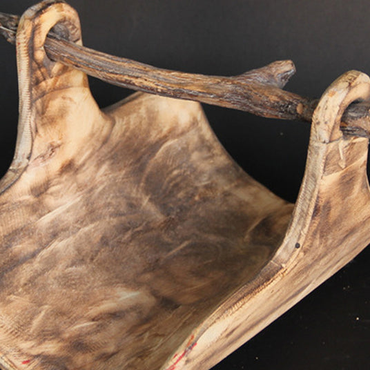 vintage handmade wood serving tray details