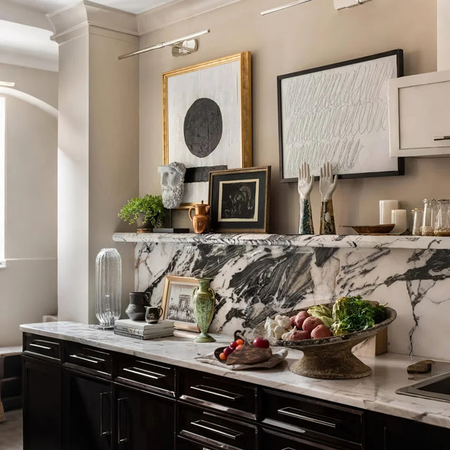 vintage handmade wood serving tray in the kitchen