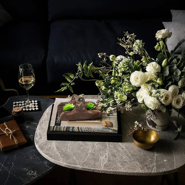 vintage handmade wood serving tray in the living room