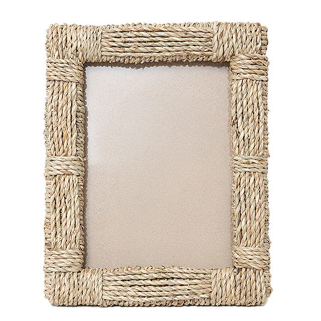 vintage handwoven jute rope photo frame details