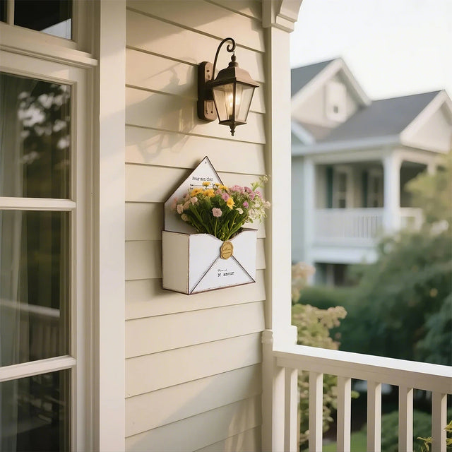 vintage metal wall mounted envelop planter