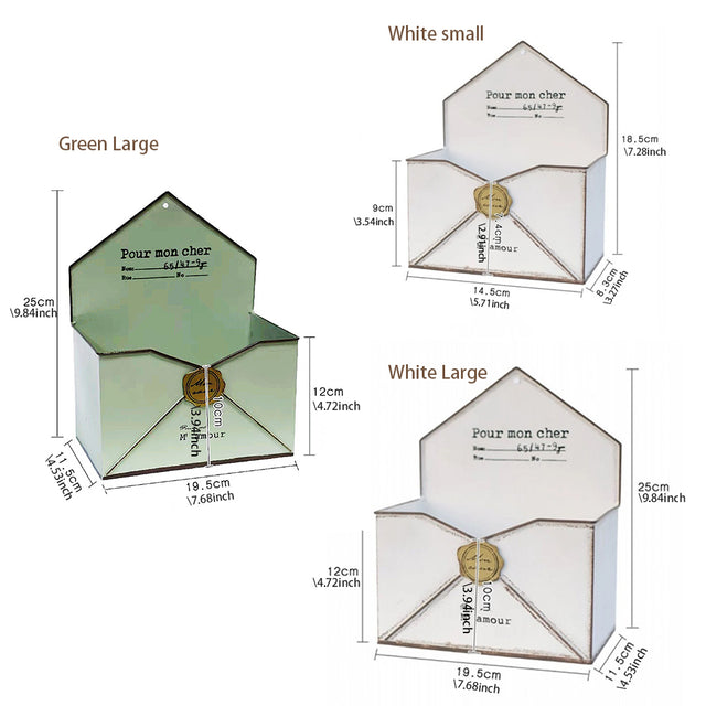 vintage metal wall mounted envelop planter size chart