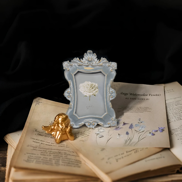 vintage resin blue wall hanging picture frame decorative piece