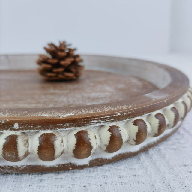 vintage wooden oval decorative storage tray details