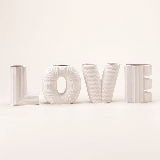 white LOVE letter vases collection