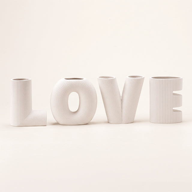 white LOVE letter vases collection