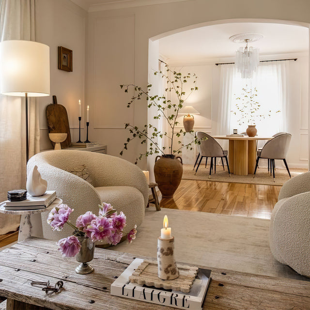 white birch candle holder in the living room