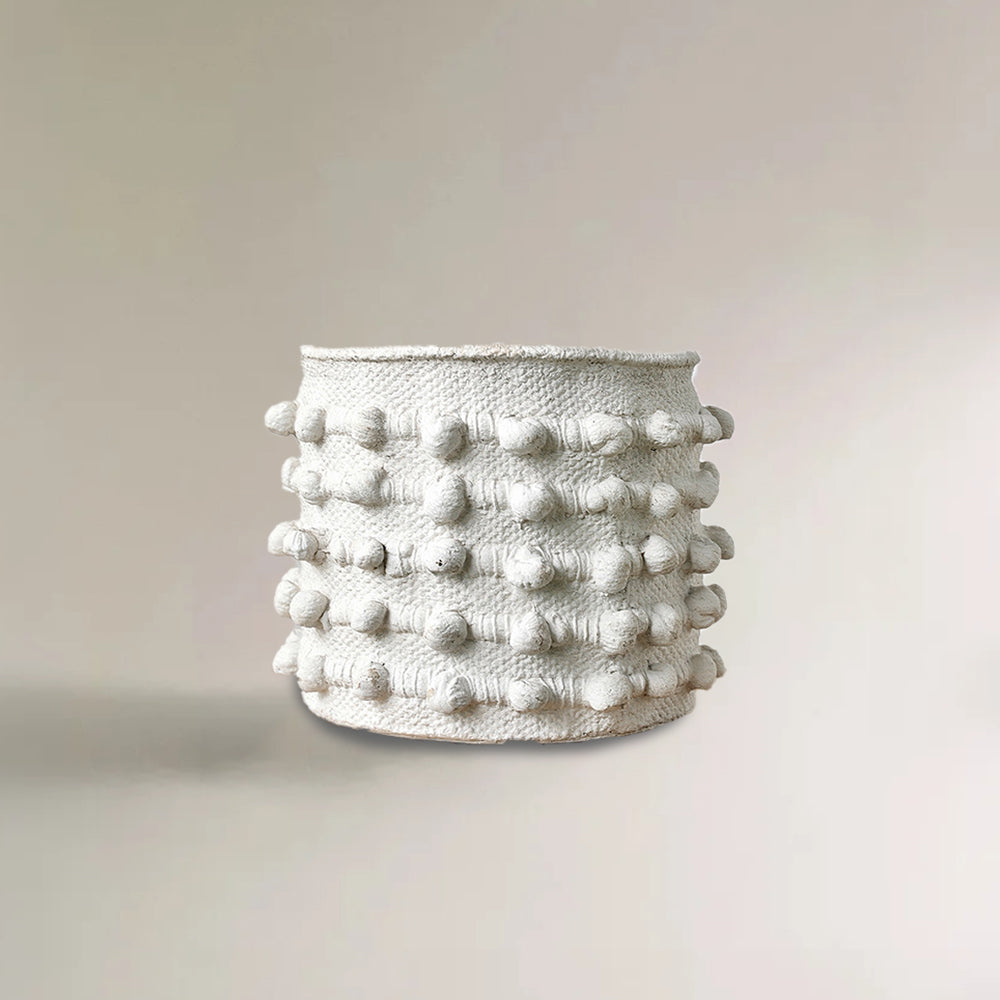 white cement dotted planter