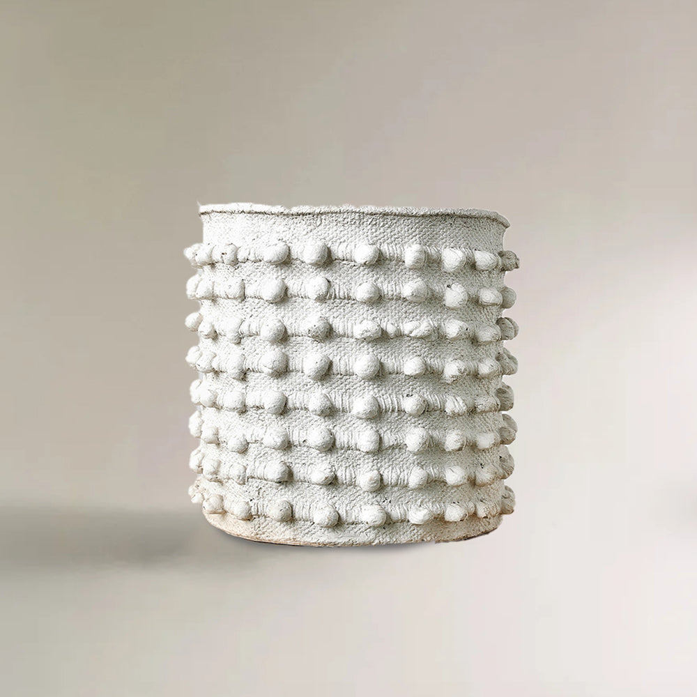 white cement dotted planter