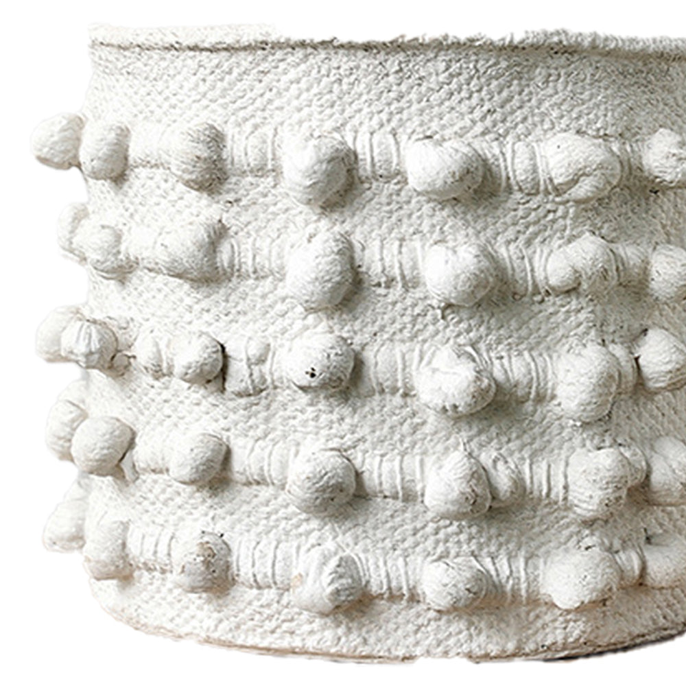 white cement dotted planter details