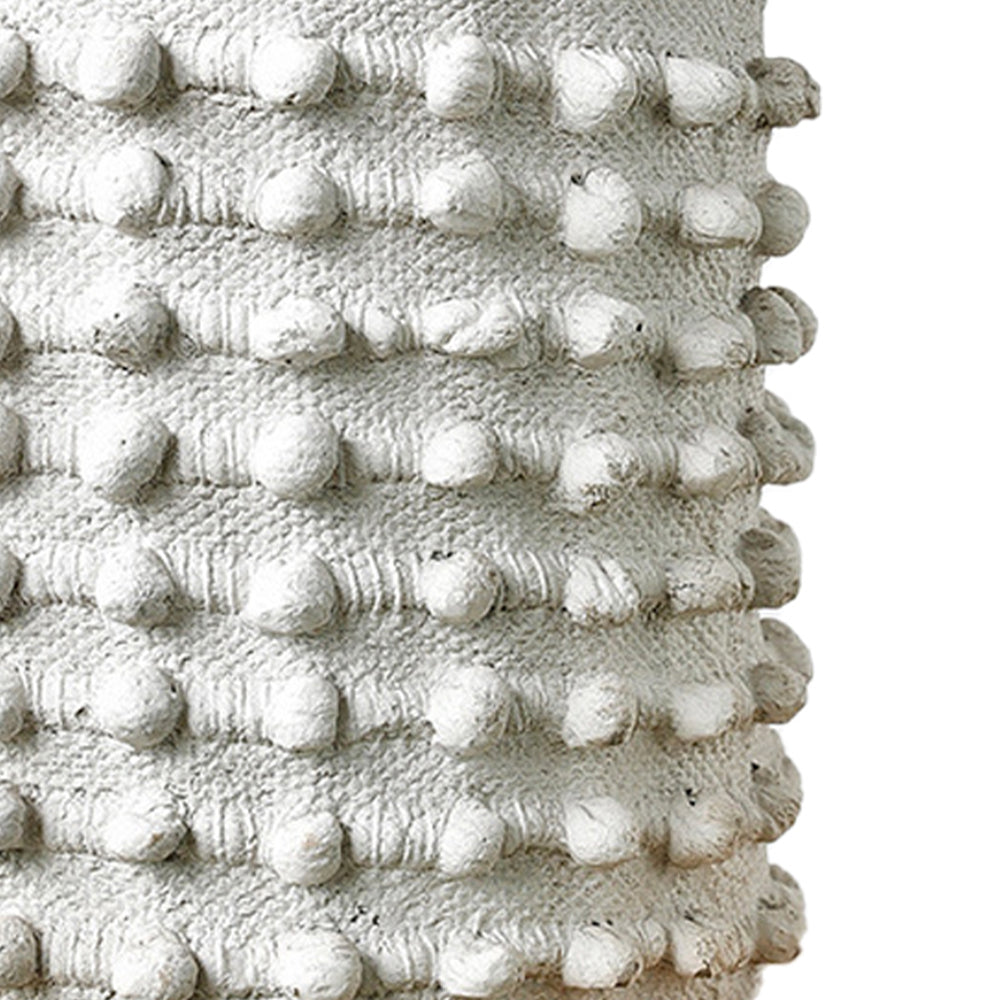 white cement dotted planter details