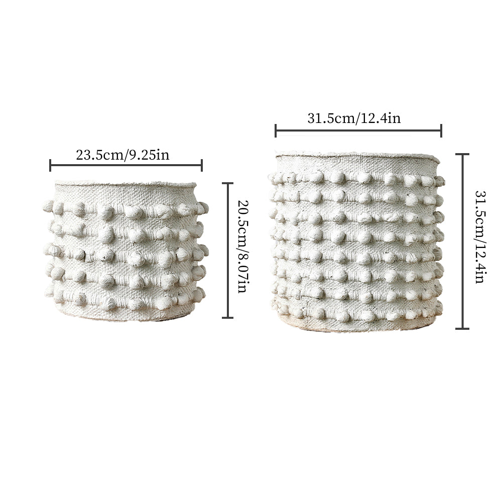 white cement dotted planter size chart