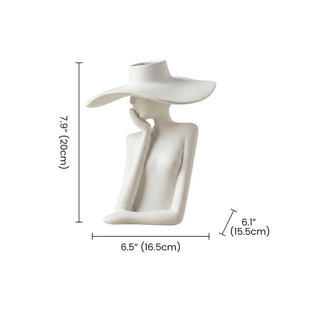 white figure vase with measurements