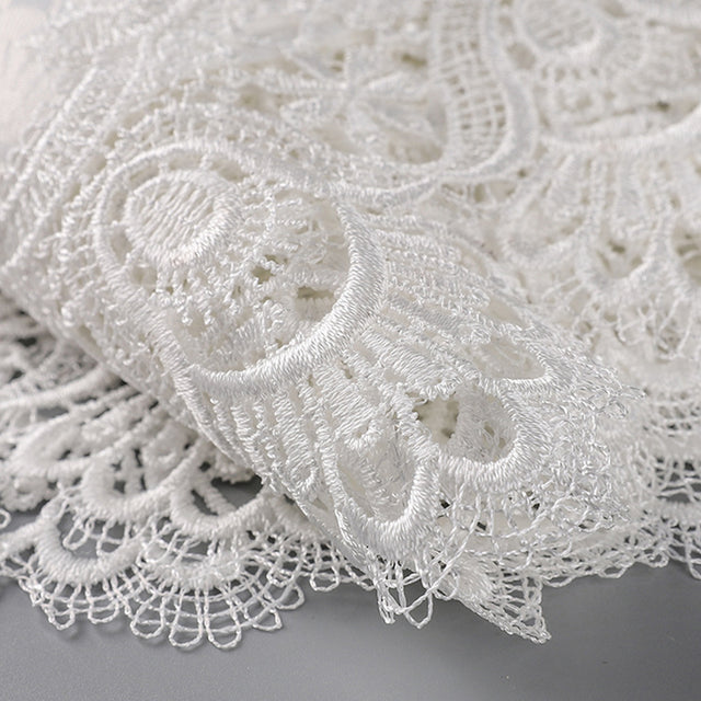 white satin lace table runner details