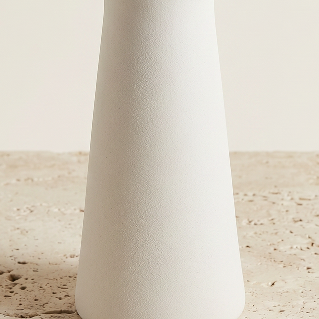 white tall vase matte texture detail