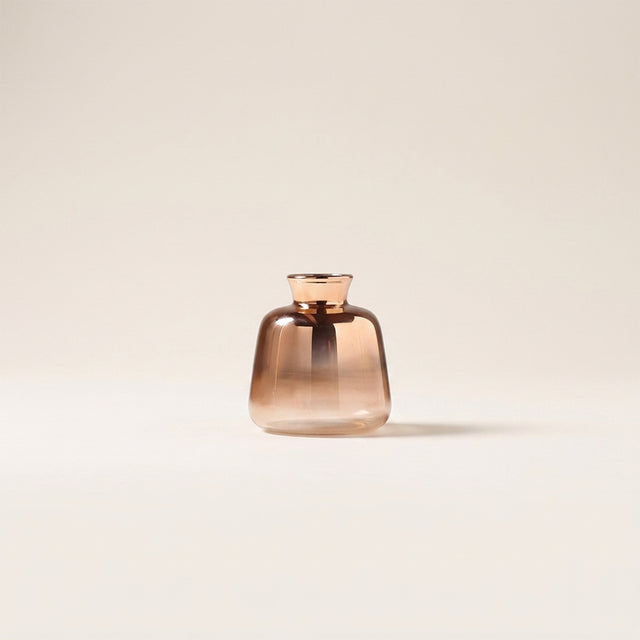 wide rose gold gradient glass vase