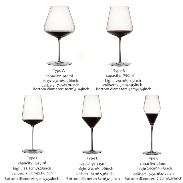 wine goblet glass size chart