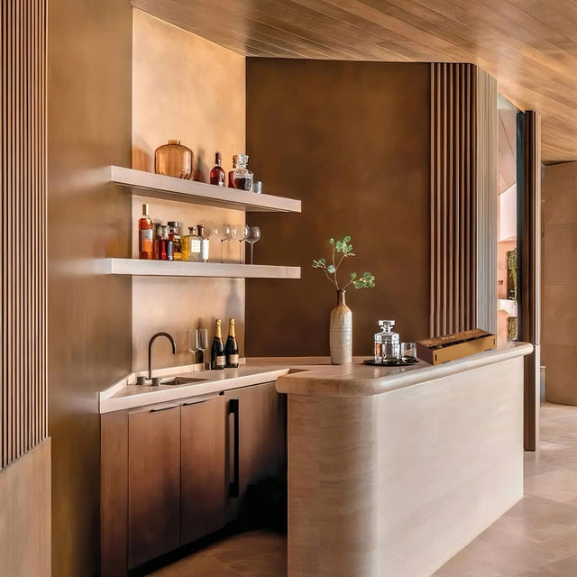 wood single wine box on the bar counter