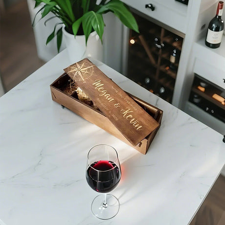 wood single wine box on the table