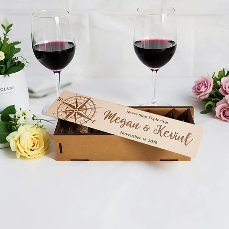 wood single wine box on the table