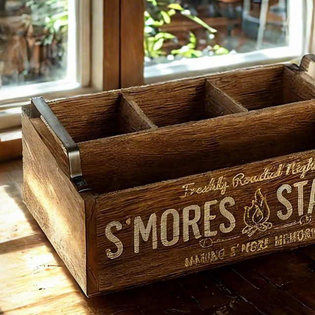 wood storage bin details