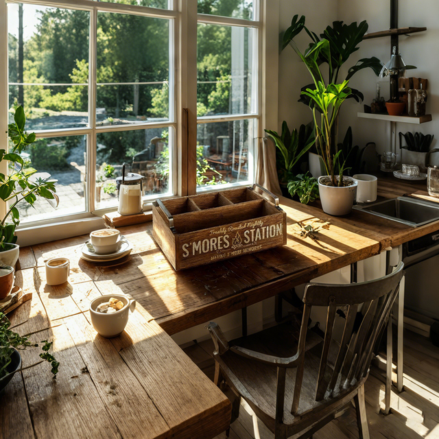 wood storage bin on the wooden table