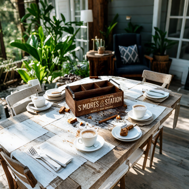 wood storage bin on the wooden table