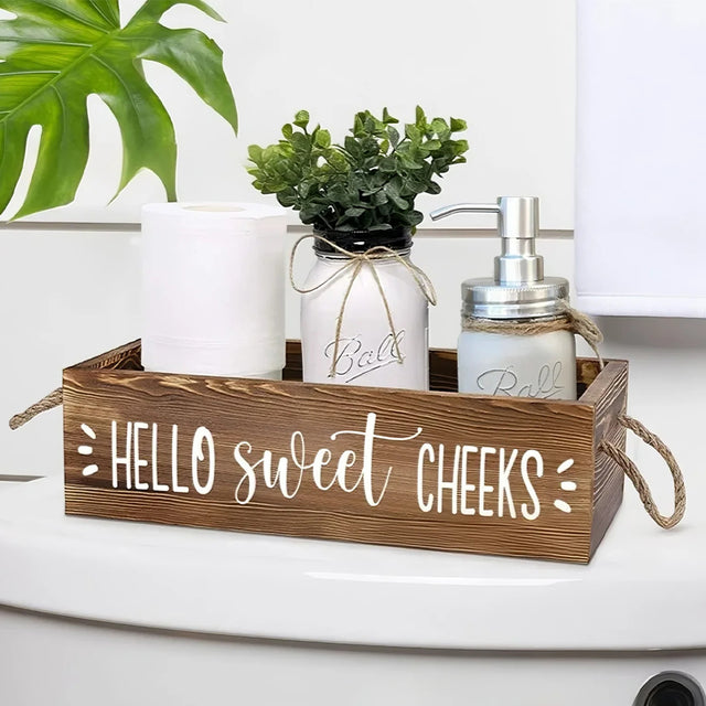 wood storage box holding items