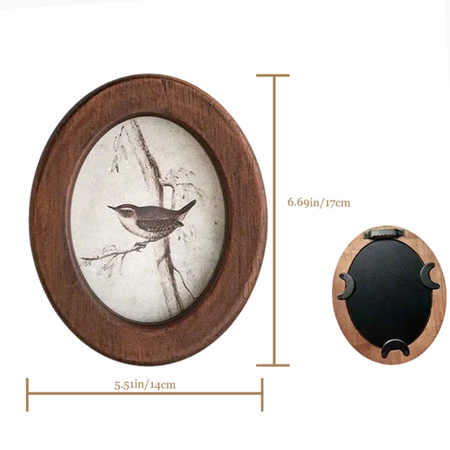 wooden bird themed picture frame size chart