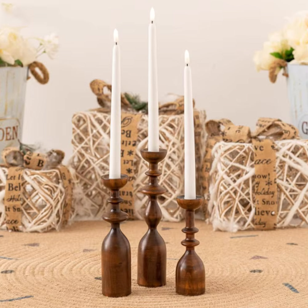 wooden brown decorative candle holder details
